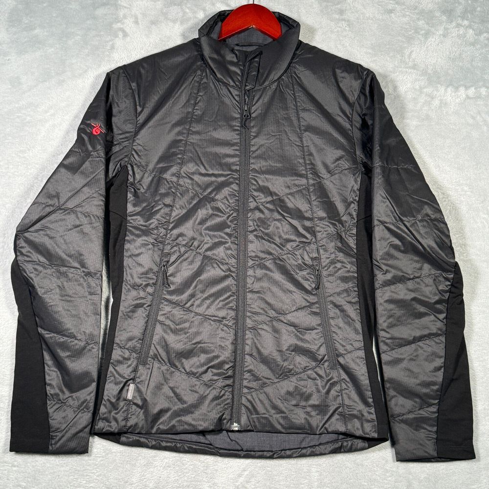Icebreaker Jacket Men Small Black Merinoloft Quilted Full Zip Puffer Embroidered